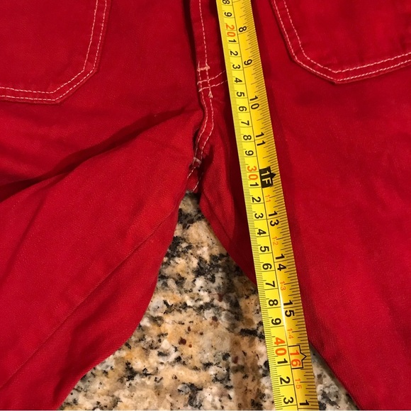 🦌VINTAGE RARE Abercrombie & Fitch Red Cropped Jeans - Picture 7 of 9